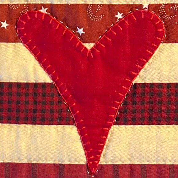 Handmade Folk Art CHICKEN USA FLAG Patchwork Appliqué Quilt Square Wall Hanging - Picture 4 of 11